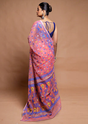 Pink Tant Jamdani Saree Without Blouse Piece