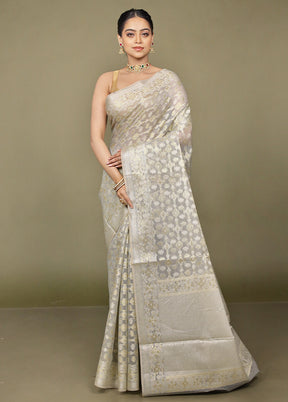 Grey Kota Cotton Saree With Blouse Piece