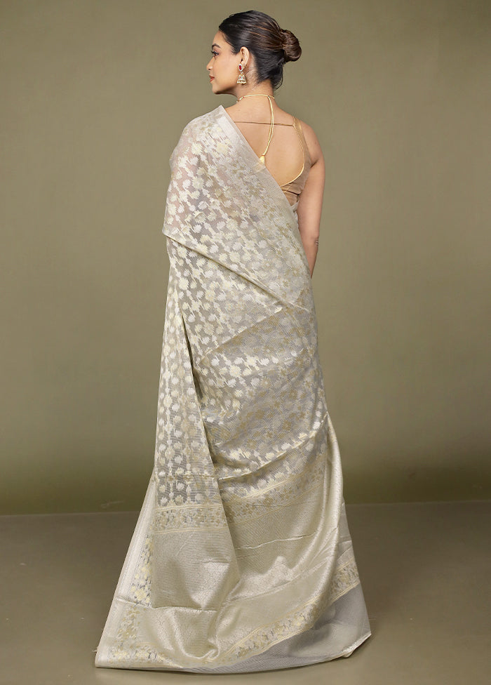 Grey Kota Cotton Saree With Blouse Piece