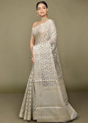 Grey Kota Cotton Saree With Blouse Piece
