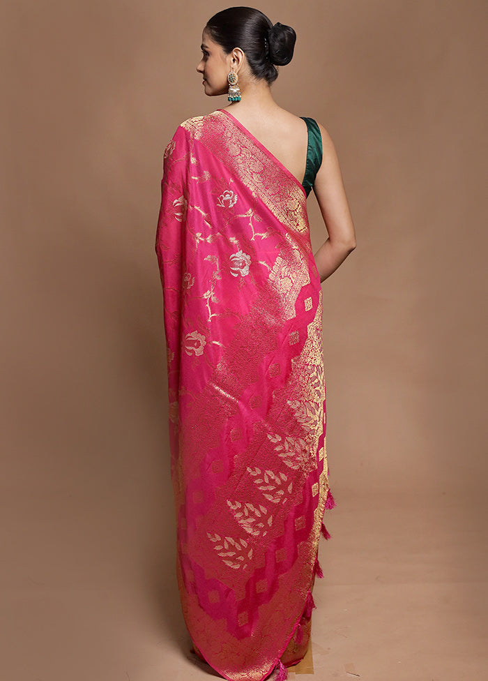 Pink Dupion Silk Saree With Blouse Piece