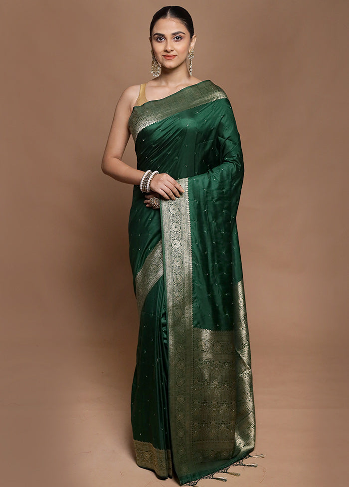 Green Dupion Silk Saree With Blouse Piece