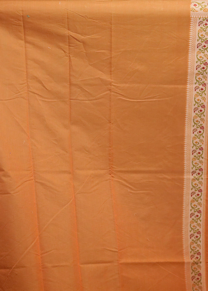 Orange Cotton Saree With Blouse Piece