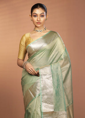 Green Tissue Silk Saree With Blouse Piece