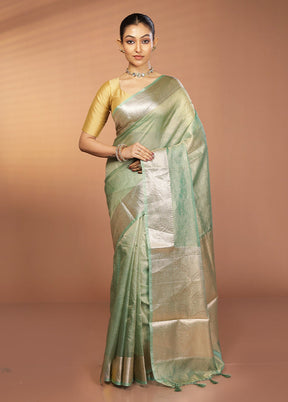 Green Tissue Silk Saree With Blouse Piece