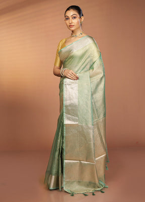 Green Tissue Silk Saree With Blouse Piece
