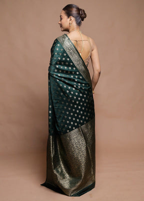 Green Dupion Silk Saree With Blouse Piece