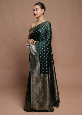 Green Dupion Silk Saree With Blouse Piece