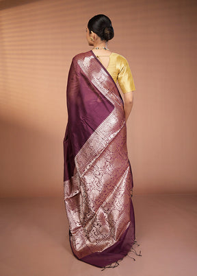 Purple Cotton Saree With Blouse Piece