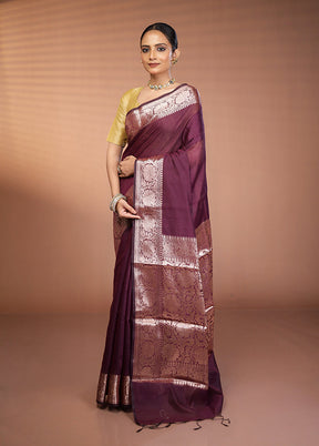 Purple Cotton Saree With Blouse Piece