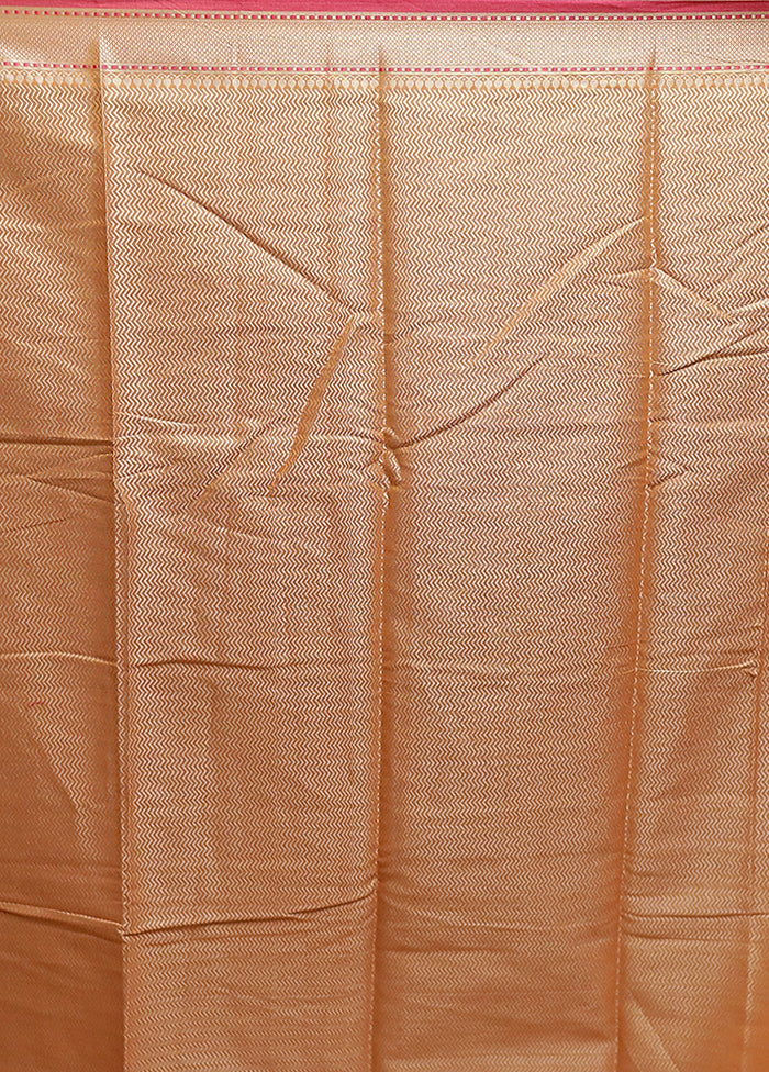 Peach Cotton Saree With Blouse Piece
