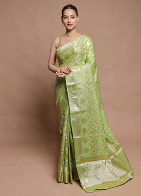 Green Kora Silk Saree With Blouse Piece