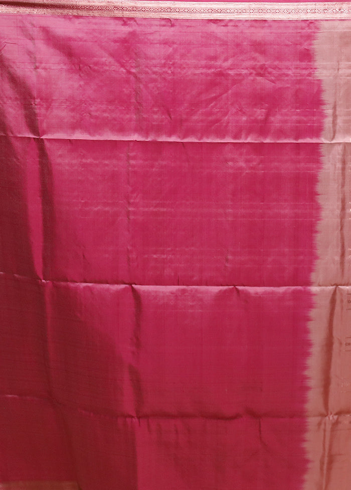 Pink Handloom Kanchipuram Pure Silk Saree With Blouse Piece