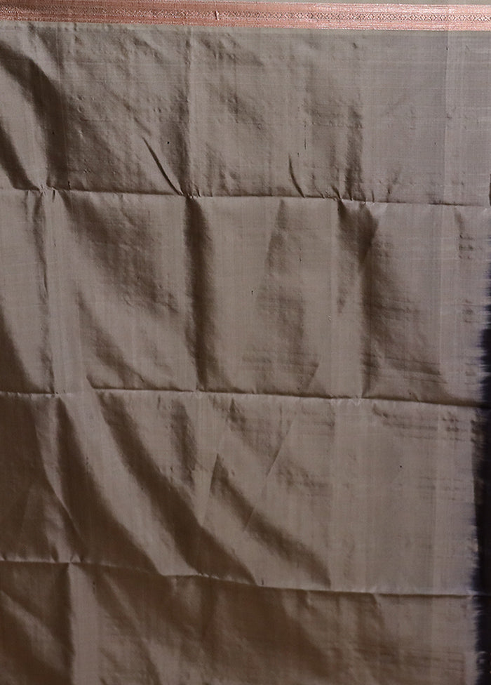 Black Handloom Kanchipuram Pure Silk Saree With Blouse Piece