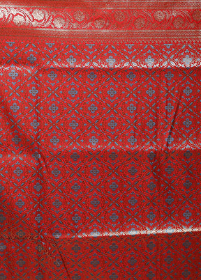 Red Handloom Banarasi Pure Silk Saree With Blouse Piece