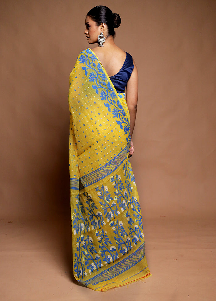 Yellow Tant Jamdani Saree Without Blouse Piece