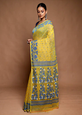 Yellow Tant Jamdani Saree Without Blouse Piece