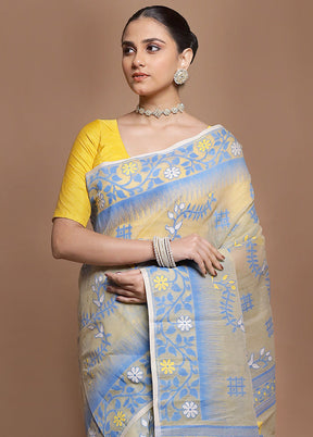 Green Tant Jamdani Saree Without Blouse Piece