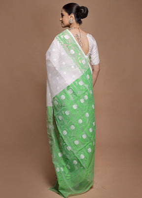 Green Tant Jamdani Saree Without Blouse Piece