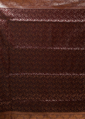 Maroon Banarasi Silk Saree With Blouse Piece