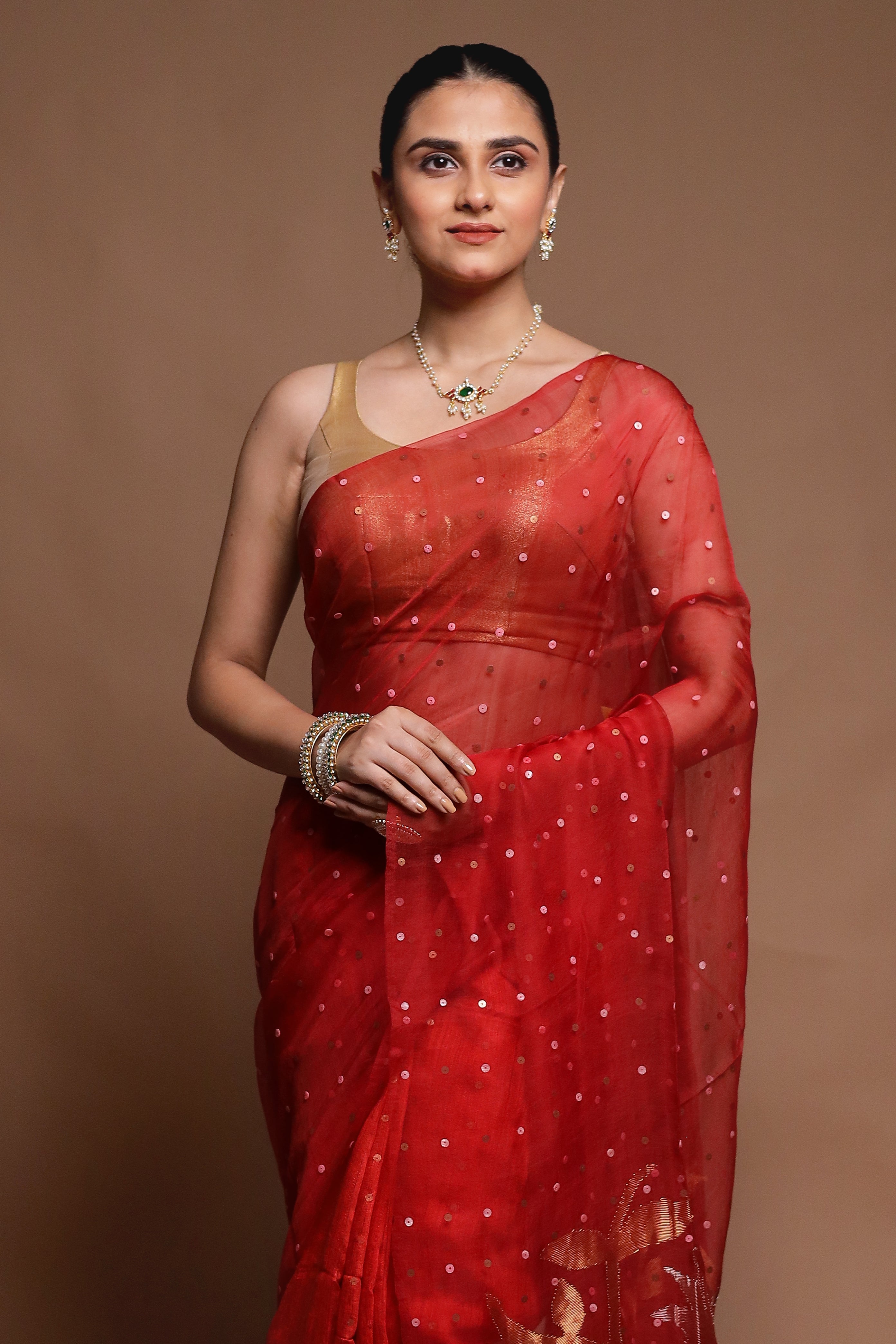 Red Handloom Matka Pure Silk Saree With Blouse Piece