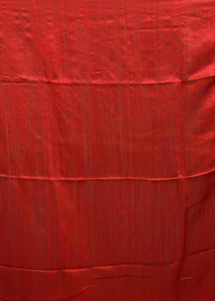 Red Handloom Matka Pure Silk Saree With Blouse Piece