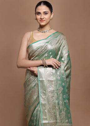 Green Tissue Silk Saree With Blouse Piece