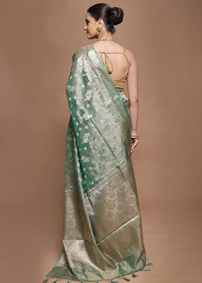 Green Tissue Silk Saree With Blouse Piece