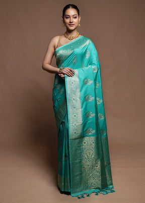 Green Dupion Silk Saree With Blouse Piece