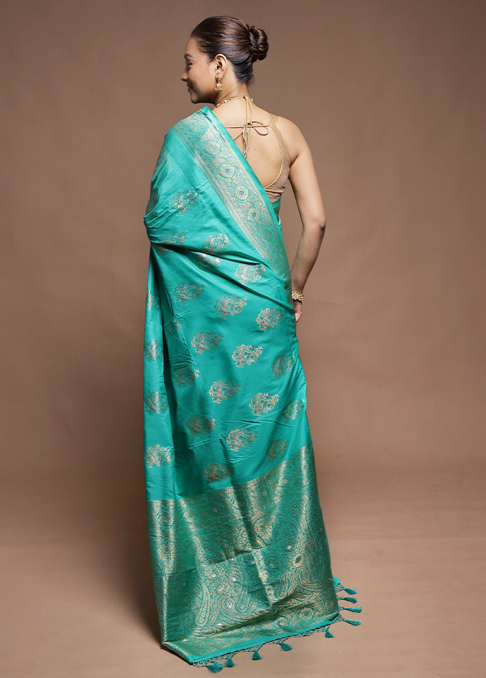 Green Dupion Silk Saree With Blouse Piece