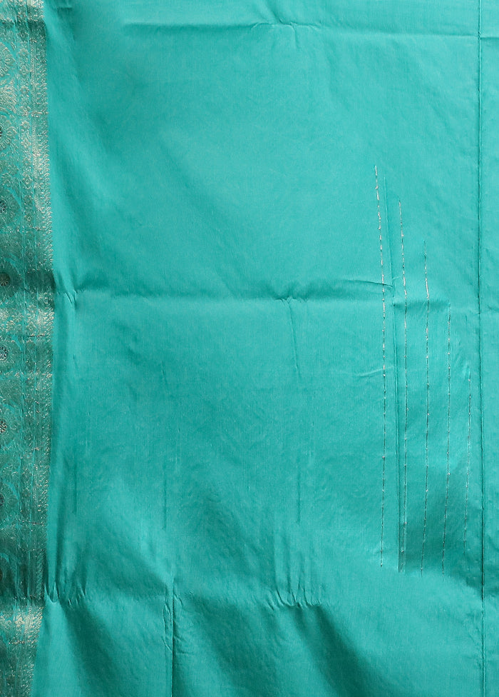 Green Dupion Silk Saree With Blouse Piece