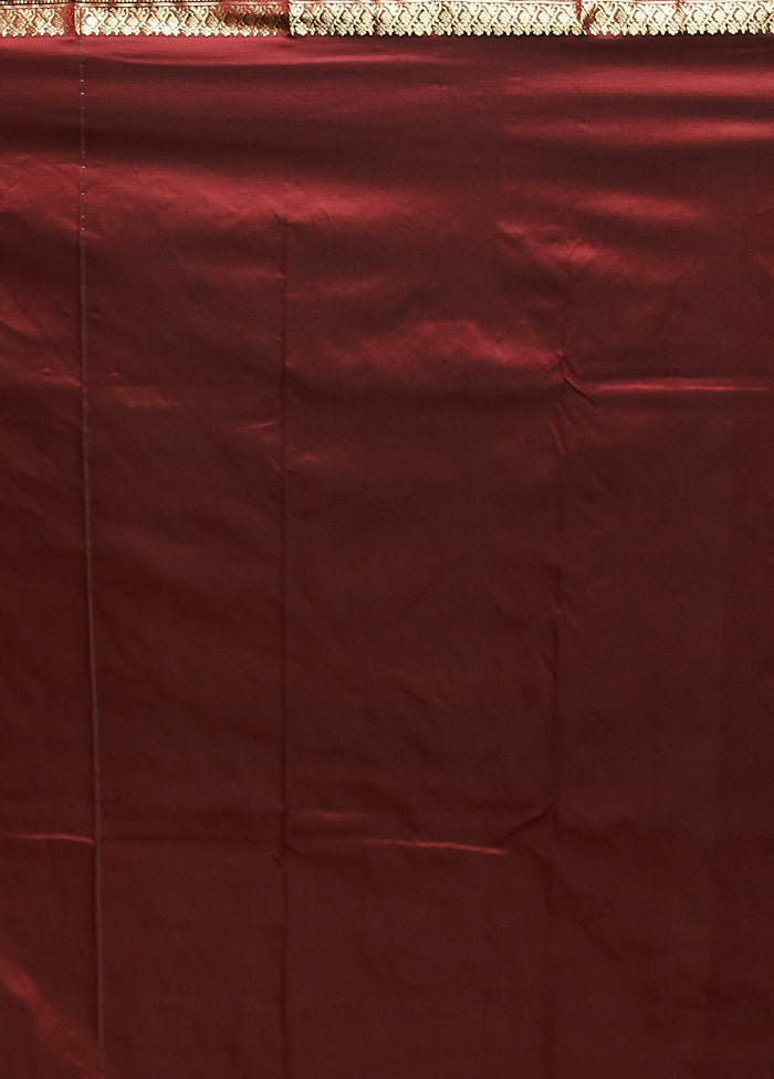 Maroon Kanjivaram Silk Saree With Blouse Piece