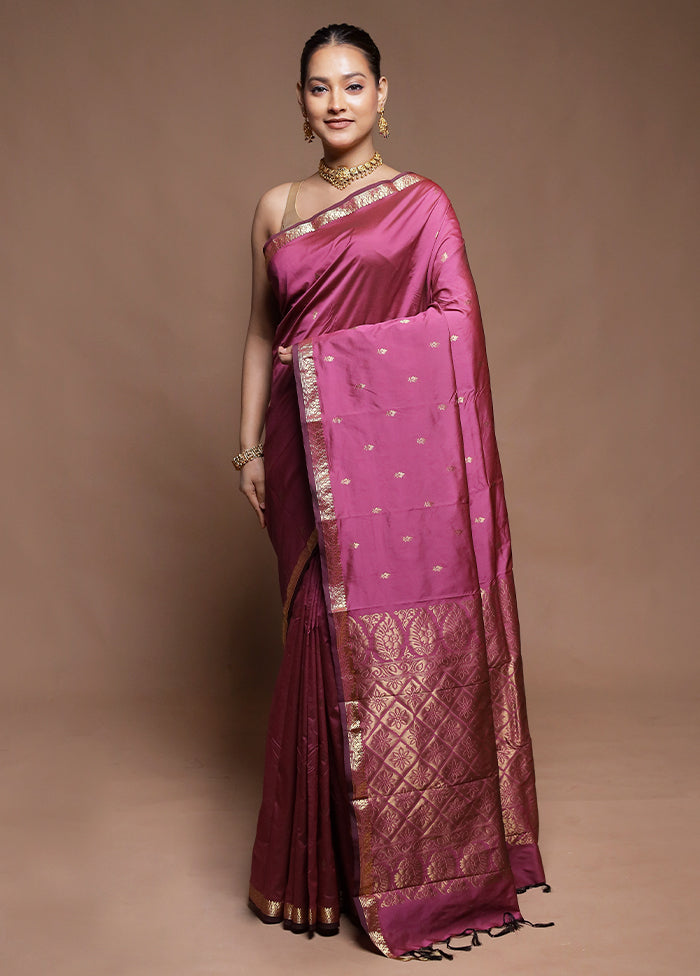Pink Kanjivaram Silk Saree With Blouse Piece