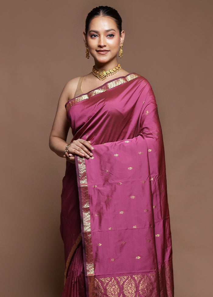 Pink Kanjivaram Silk Saree With Blouse Piece
