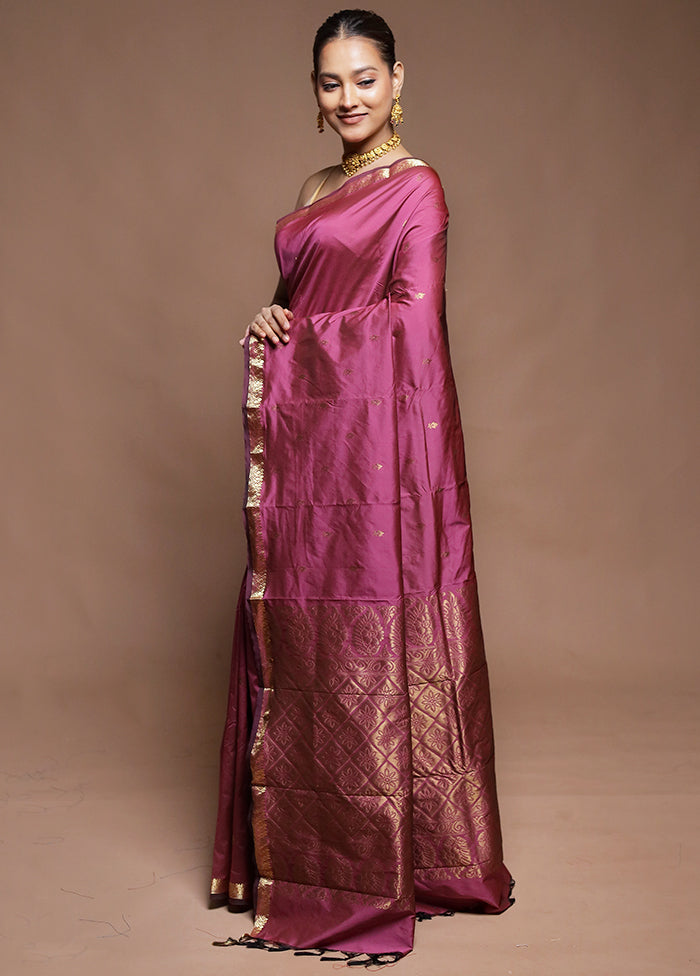 Pink Kanjivaram Silk Saree With Blouse Piece