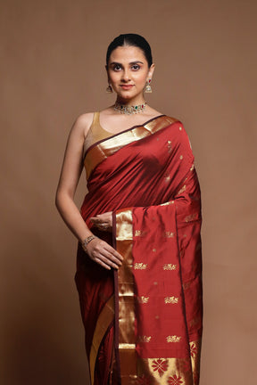 Maroon Kanjivaram Silk Saree With Blouse Piece
