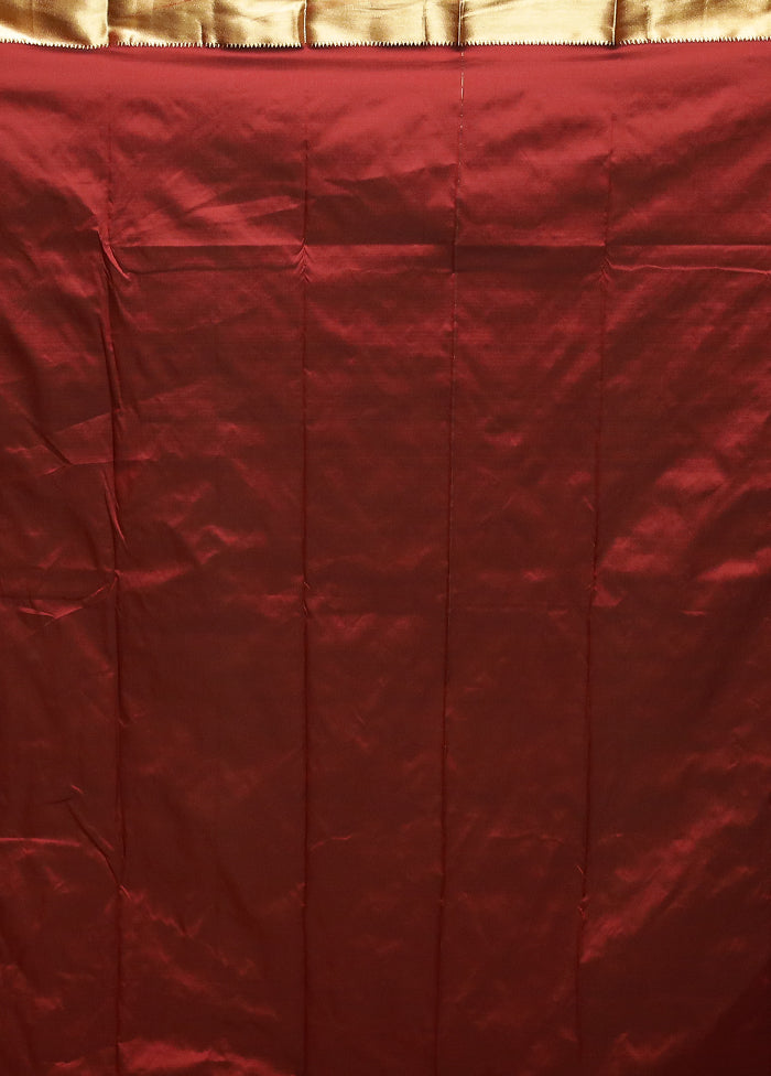 Maroon Kanjivaram Silk Saree With Blouse Piece