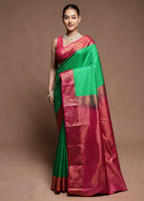 Green Kanjivaram Silk Saree With Blouse Piece