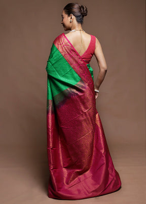 Green Kanjivaram Silk Saree With Blouse Piece