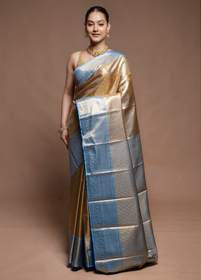 Gold Tissue Silk Saree With Blouse Piece