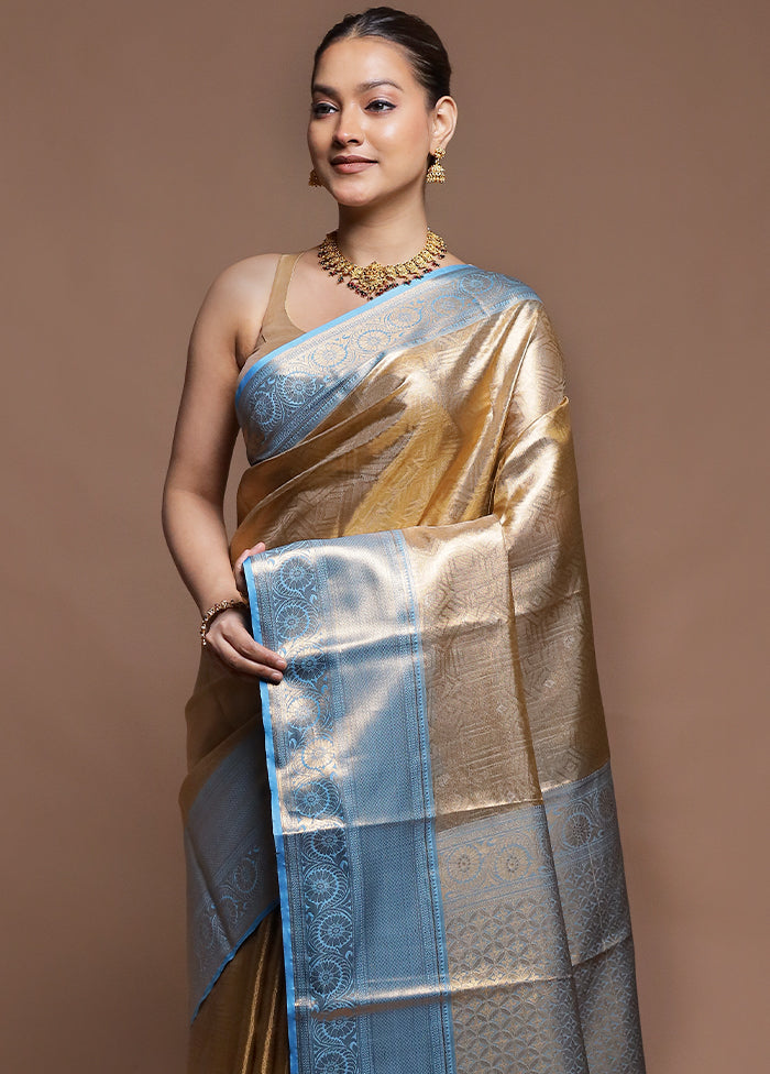 Gold Tissue Silk Saree With Blouse Piece