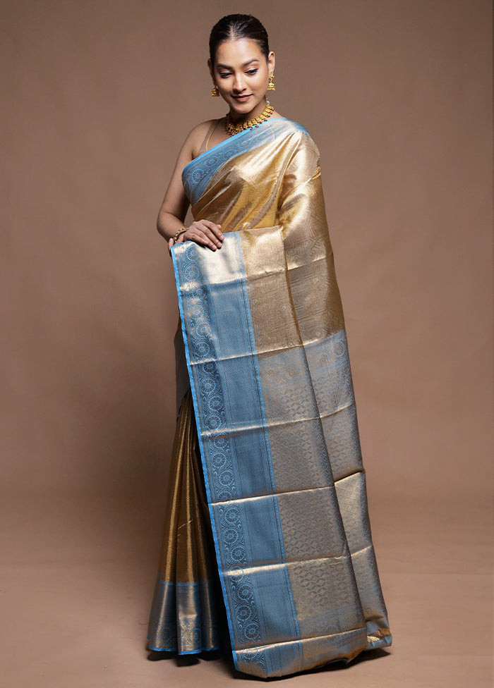 Gold Tissue Silk Saree With Blouse Piece