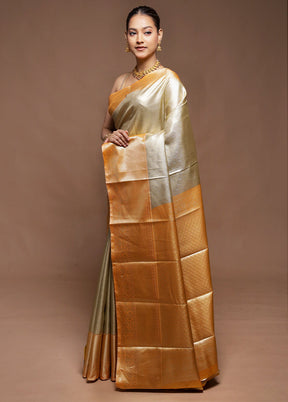 Gold Tissue Silk Saree With Blouse Piece