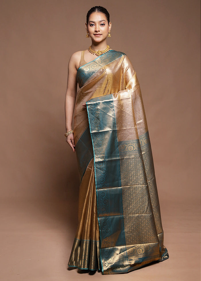 Gold Tissue Silk Saree With Blouse Piece