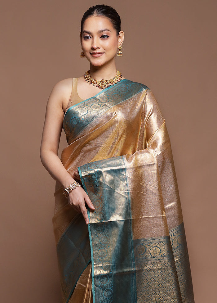 Gold Tissue Silk Saree With Blouse Piece
