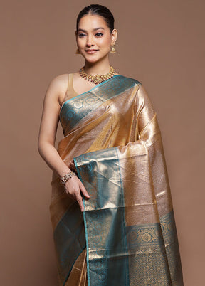 Gold Tissue Silk Saree With Blouse Piece
