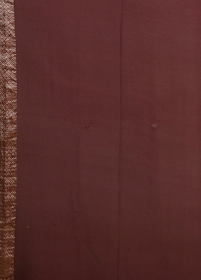 Maroon Handloom Pure Georgette Saree With Blouse Piece
