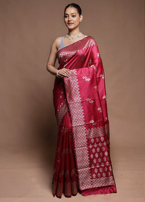Pink Dupion Silk Saree With Blouse Piece