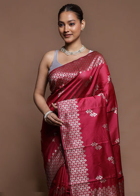 Pink Dupion Silk Saree With Blouse Piece