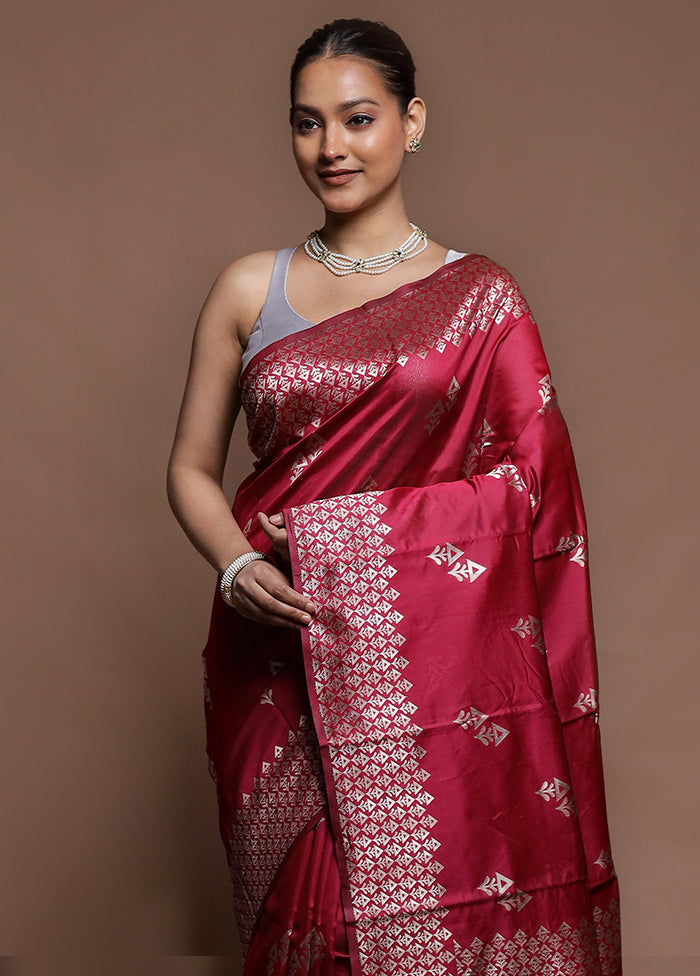 Pink Dupion Silk Saree With Blouse Piece